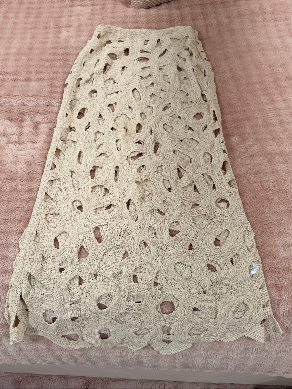 JLUXLABEL ECRU COASTAL BREEZE Crochet Maxi Skirt with Openwork Pattern - Picture 5 of 9